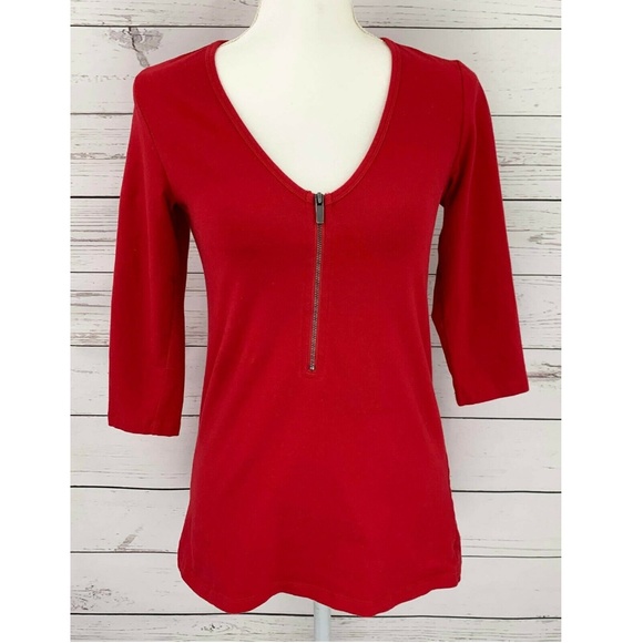 torrid Tops - Torrid Red Sexy V-Neck 3/4 Sleeve Top